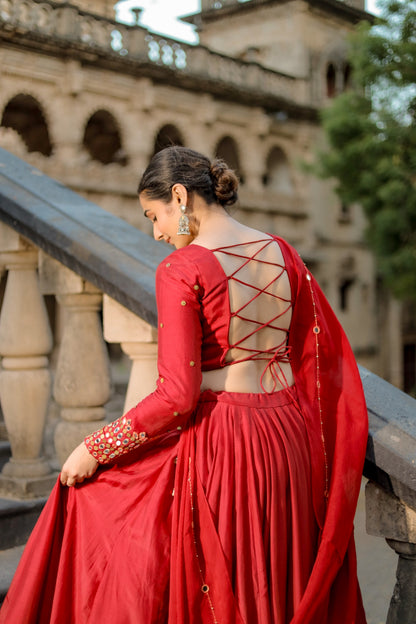 Rani Red Hevay Daman Dupptta Navratri Chaniya Choli
