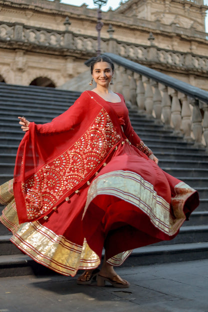 Rani Red Hevay Daman Dupptta Navratri Chaniya Choli