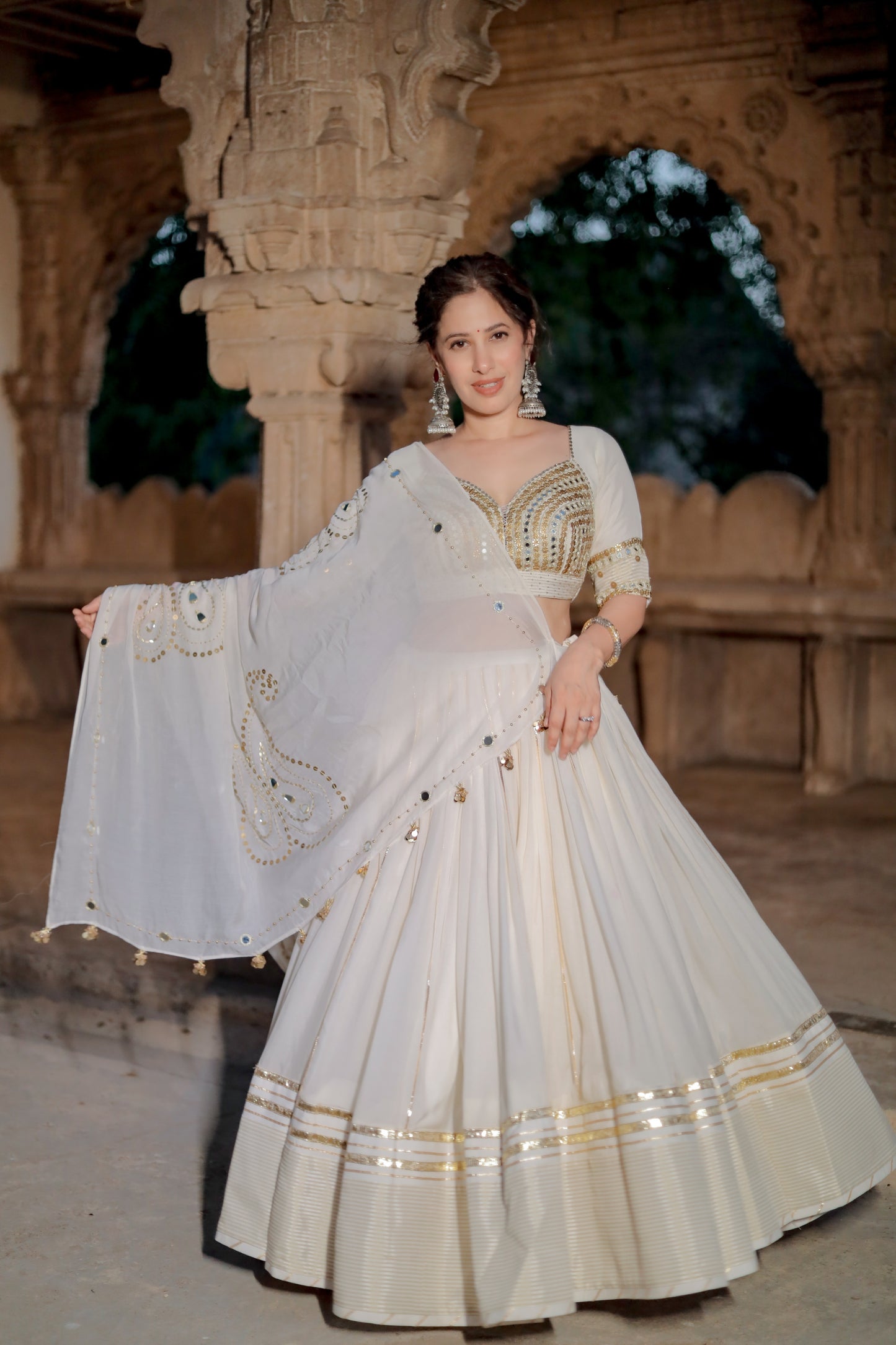 Ivory White Navratri Chaniya Choli