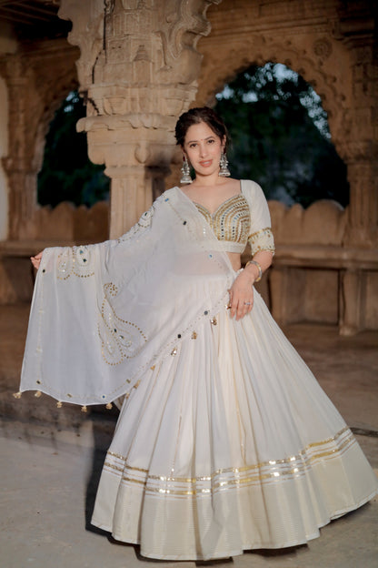 Ivory White Navratri Chaniya Choli