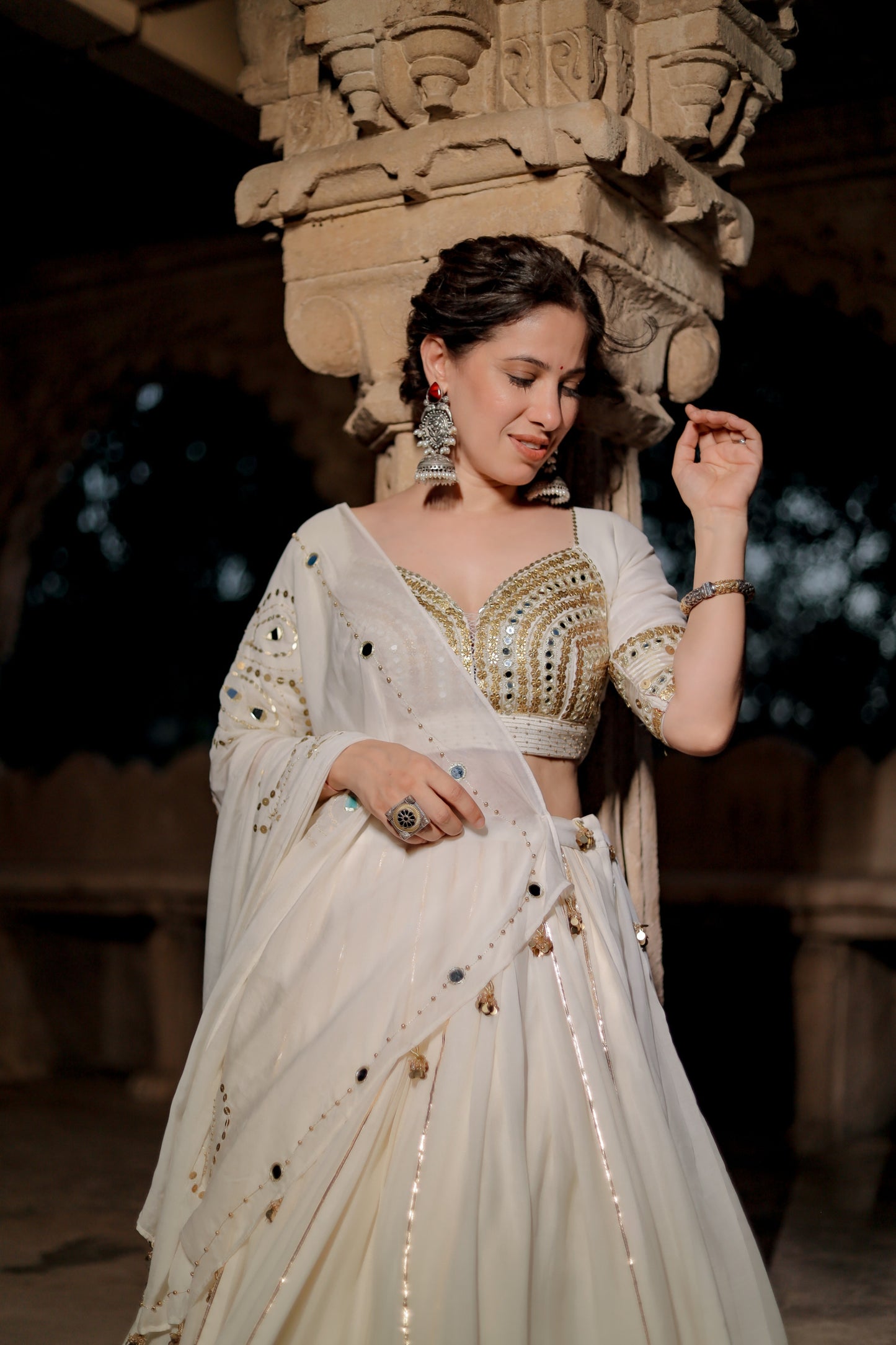 Ivory White Navratri Chaniya Choli