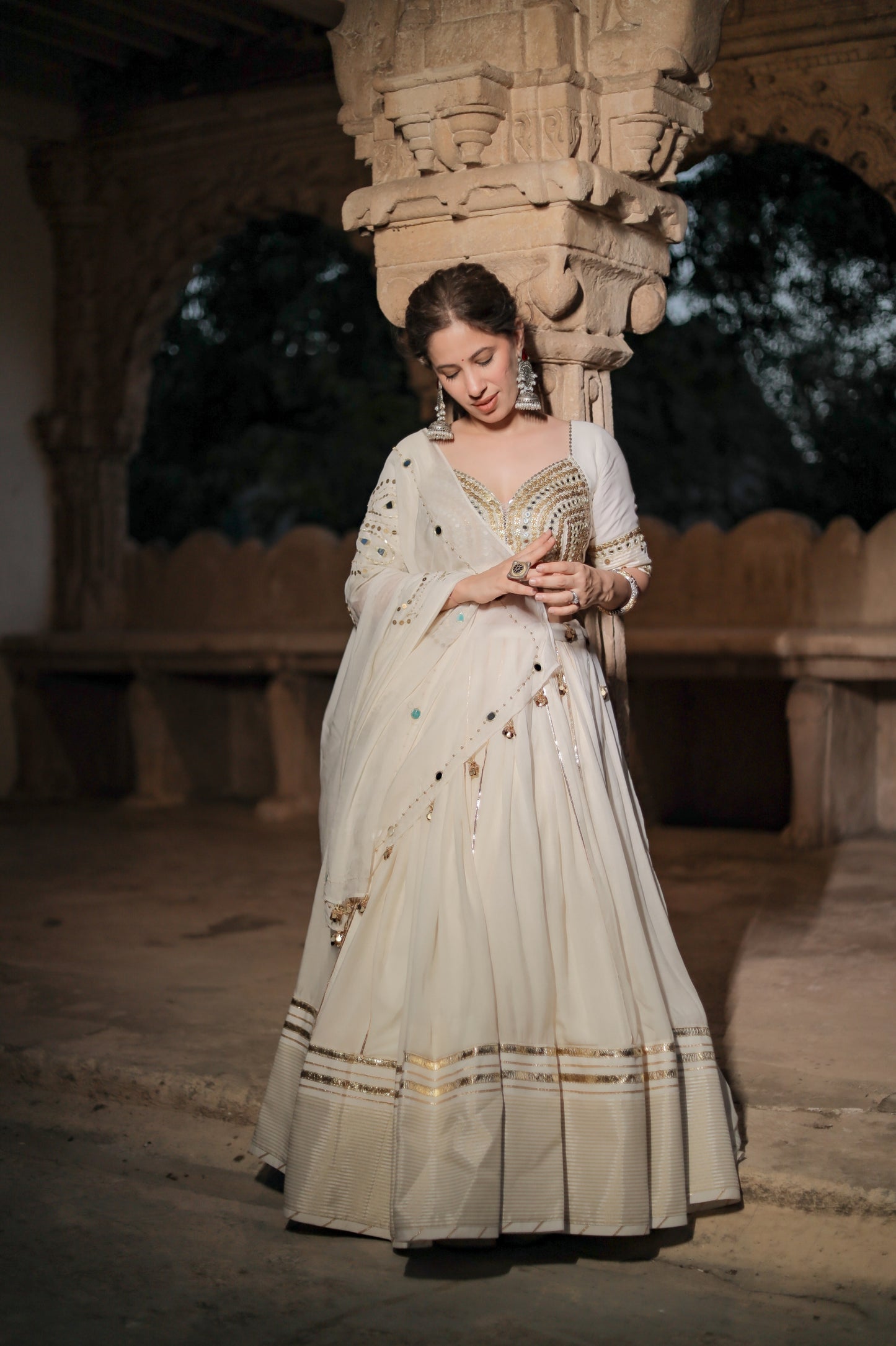 Ivory White Navratri Chaniya Choli