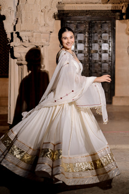 Ivory Heritage White Navratri Chaniya Choli